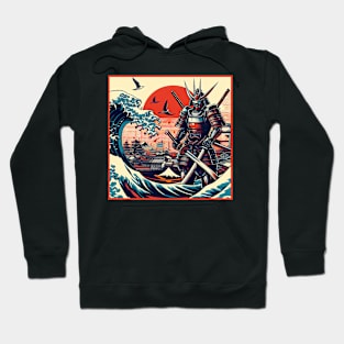 The Japanese Robot Samurai with the great wave: 日本のロボット侍 Hoodie